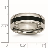 Chisel Titanium Polished Black Enamel 8mm Beveled Edge Band view 4