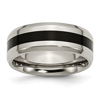 Chisel Titanium Polished Black Enamel 8mm Beveled Edge Band view 1