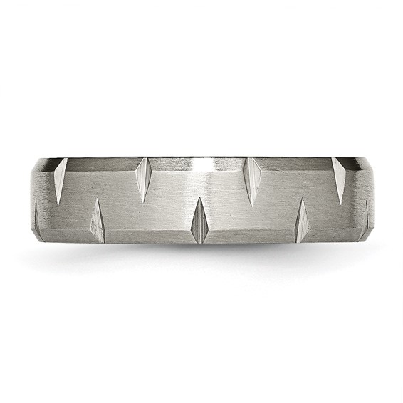 Chisel Titanium Brushed 6mm Beveled Edge Notched Band