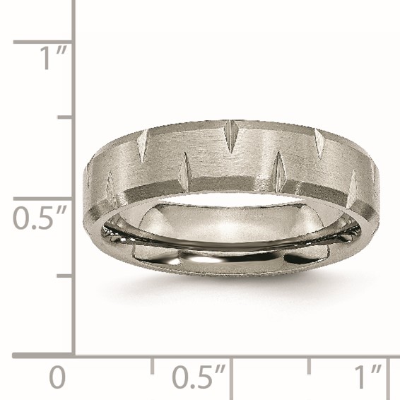 Chisel Titanium Brushed 6mm Beveled Edge Notched Band