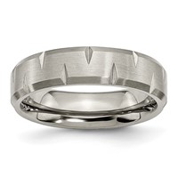 Chisel Titanium Brushed 6mm Beveled Edge Notched Band view 1