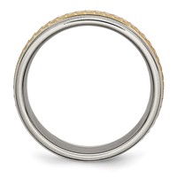 Titanium 8mm Yellow IP-plated Ridged Edge Fancy Brushed Band view 2