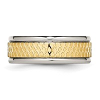 Titanium 8mm Yellow IP-plated Ridged Edge Fancy Brushed Band view 3