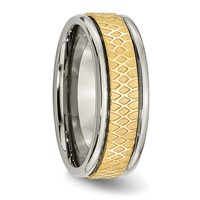 Titanium 8mm Yellow IP-plated Ridged Edge Fancy Brushed Band view 4