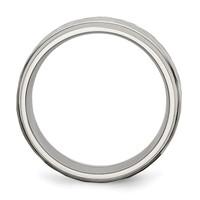 Chisel Titanium Polished and Hammered 8mm Beveled Edge Band view 2