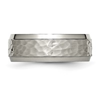 Chisel Titanium Polished and Hammered 8mm Beveled Edge Band view 3