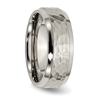 Chisel Titanium Polished and Hammered 8mm Beveled Edge Band view 4