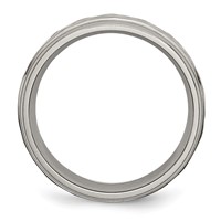 Chisel Titanium Polished and Hammered 7mm Grooved Edge Band view 2