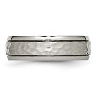 Chisel Titanium Polished and Hammered 7mm Grooved Edge Band view 3