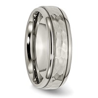 Chisel Titanium Polished and Hammered 7mm Grooved Edge Band view 4