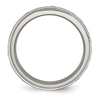 Chisel Titanium Polished and Hammered 6mm Ridged Edge Band view 2