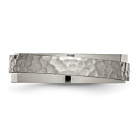 Chisel Titanium Polished and Hammered 6mm Ridged Edge Band view 3
