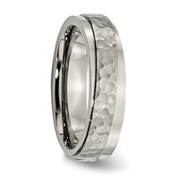 Chisel Titanium Polished and Hammered 6mm Ridged Edge Band view 4