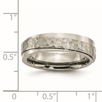 Chisel Titanium Polished and Hammered 6mm Ridged Edge Band view 4