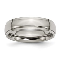 Chisel Titanium Polished 6mm Ridged Edge Band view 1