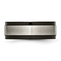 Chisel Titanium Brushed Center Black IP-plated 8mm Beveled Edge Band view 3