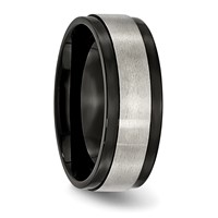 Chisel Titanium Brushed Center Black IP-plated 8mm Beveled Edge Band view 4