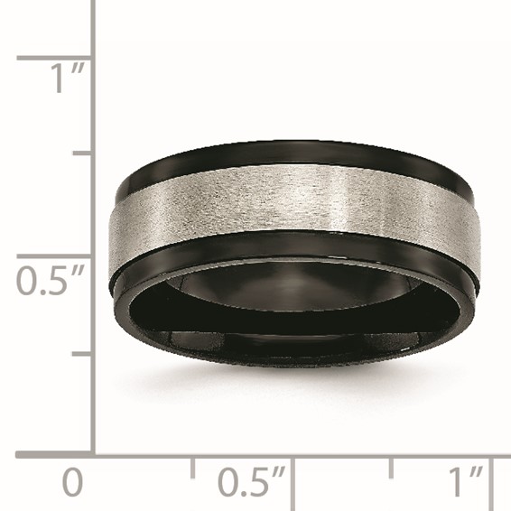 Chisel Titanium Brushed Center Black IP-plated 8mm Beveled Edge Band