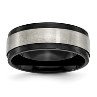 Chisel Titanium Brushed Center Black IP-plated 8mm Beveled Edge Band view 1