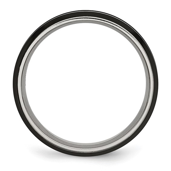 Titanium Beveled Edge 6mm Black IP-plated Satin/Polished Band