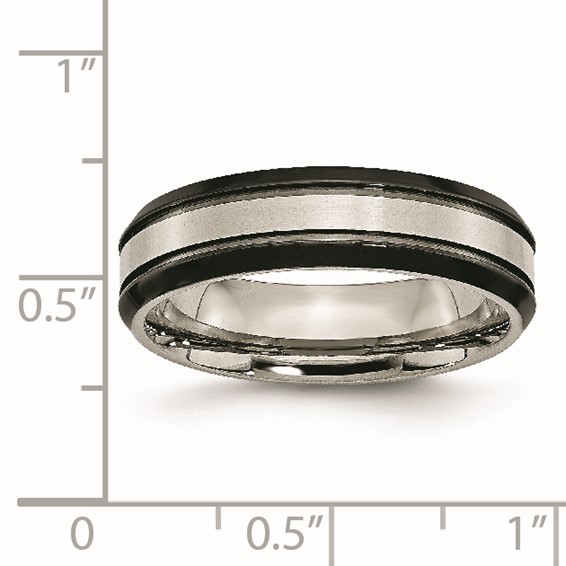 Titanium Beveled Edge 6mm Black IP-plated Satin/Polished Band
