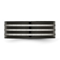 Titanium Polished 8mm Black IP-plated Band with Satin Stripes view 3