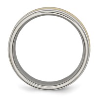 Titanium 8mm Yellow IP-plated Satin Polished Ridged Edge Band view 2