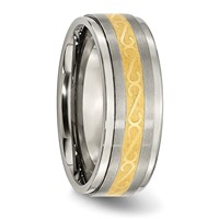 Titanium 8mm Yellow IP-plated Satin Polished Ridged Edge Band view 4