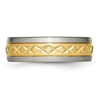 Titanium 7mm Yellow IP-plated X Design Grooved Satin Band view 3