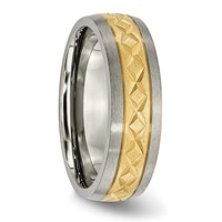 Titanium 7mm Yellow IP-plated X Design Grooved Satin Band view 4