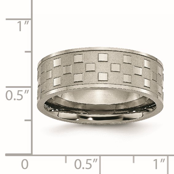 Titanium Satin and Polished Checkered 8mm Band