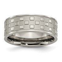 Titanium Satin and Polished Checkered 8mm Band view 1