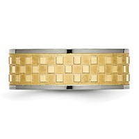 Titanium 8mm Yellow IP-plated Satin and Polished Checkered Band view 3