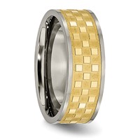 Titanium 8mm Yellow IP-plated Satin and Polished Checkered Band view 4