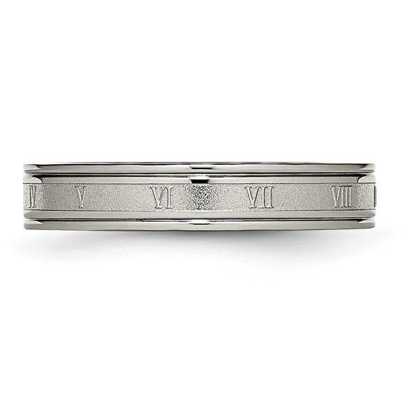 Chisel Titanium Brushed Center 4mm Roman Numerals Band