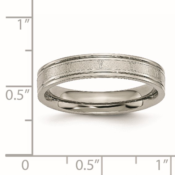 Chisel Titanium Brushed Center 4mm Roman Numerals Band