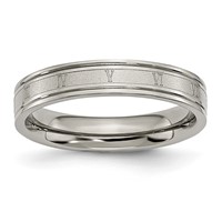 Chisel Titanium Brushed Center 4mm Roman Numerals Band view 1