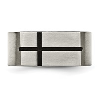 Titanium 10mm Black Enamel Cross Brushed Band view 4