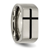 Titanium 10mm Black Enamel Cross Brushed Band view 5