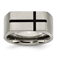 Titanium 10mm Black Enamel Cross Brushed Band view 1