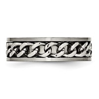 Chisel Titanium Brushed 7mm Chain Inlay Band view 3