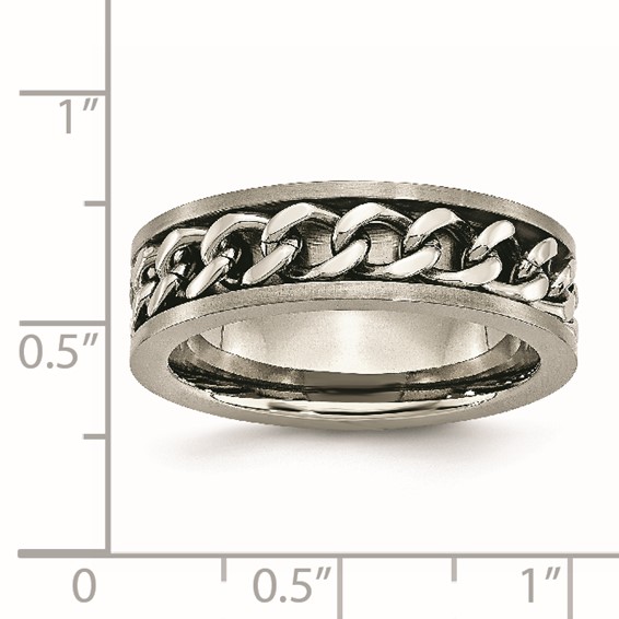 Chisel Titanium Brushed 7mm Chain Inlay Band
