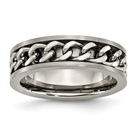 Chisel Titanium Brushed 7mm Chain Inlay Band view 1