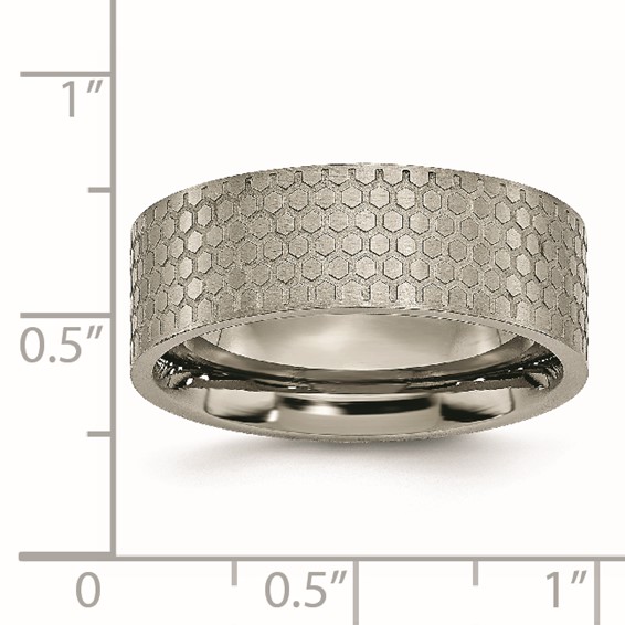 Titanium Brushed Patterned 8mm Flat Band