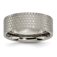 Titanium Brushed Patterned 8mm Flat Band view 1