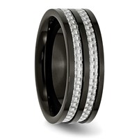 Chisel Titanium Polished Black IP-plated Band with Grey Carbon Fiber Inlay 8mm view 4