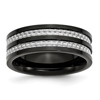 Chisel Titanium Polished Black IP-plated Band with Grey Carbon Fiber Inlay 8mm view 1