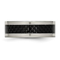 Chisel Titanium Polished Band with Black Carbon Fiber Inlay 8mm view 3