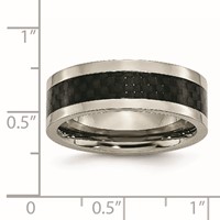 Chisel Titanium Polished Band with Black Carbon Fiber Inlay 8mm view 5