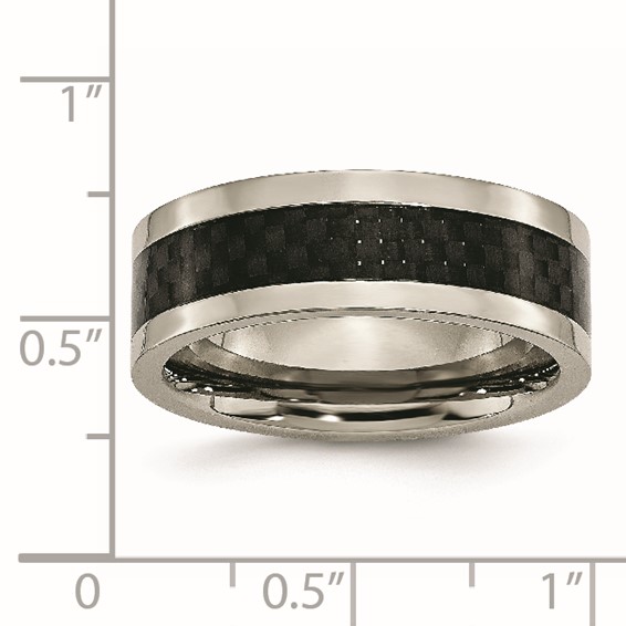 Chisel Titanium Polished with Black Carbon Fiber Inlay 8mm Band